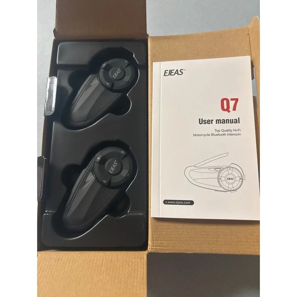 EJEAS Q7 Bluetooth 5.0 Motorcycle Intercom Helmet Headset 7 Riders 800m - NIB